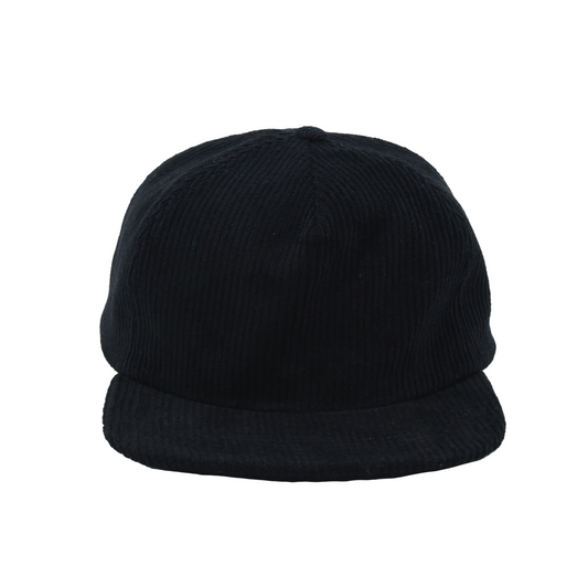 Black Corduroy Snapback Hat - Front only image.