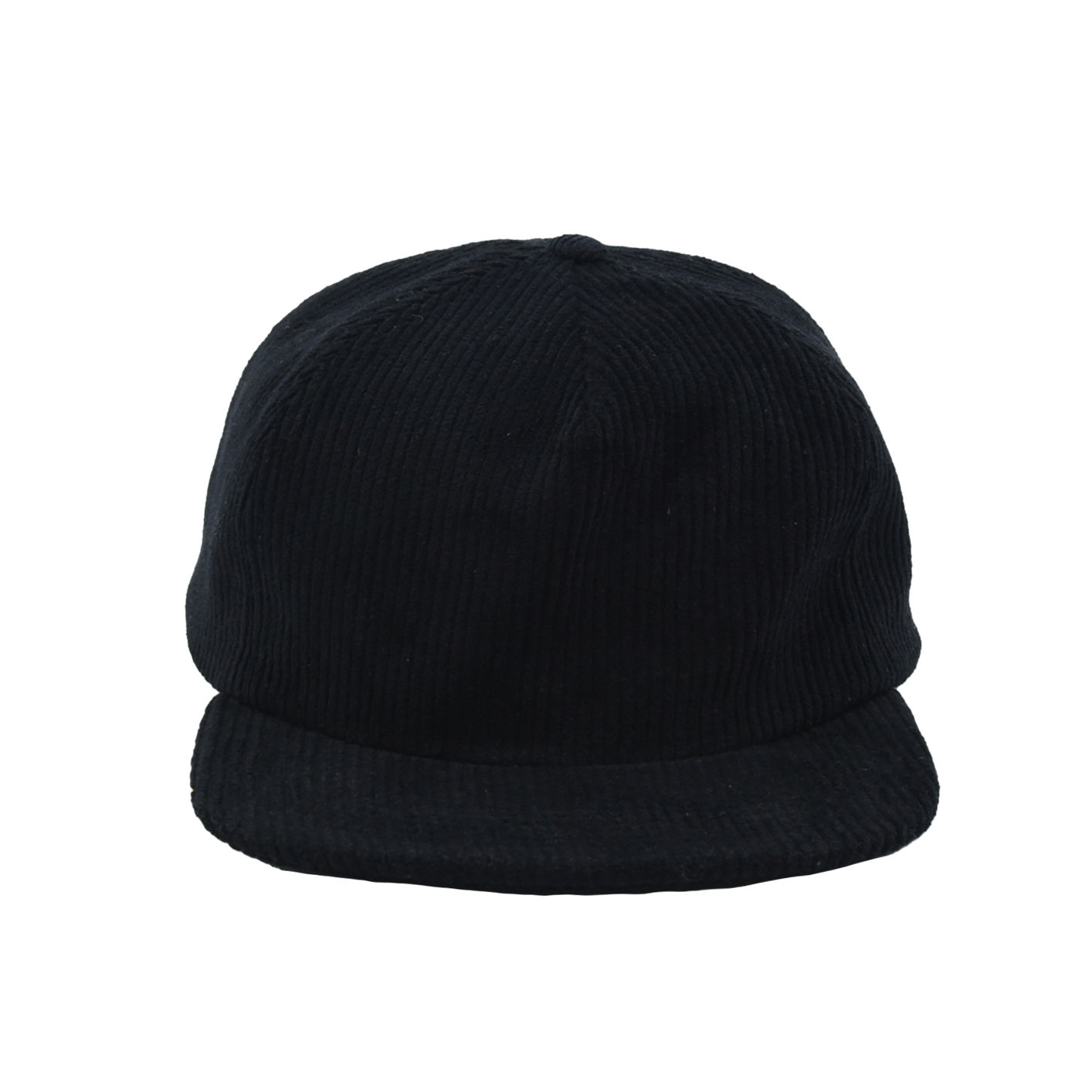 Black Corduroy Snapback Hat - Front only image. - Blank- No Logo