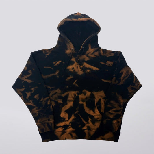 Black Bleached dyed pullover hoodie from MFG Merch - Hand dyed pullover Hoodie to ensure each item is unique  - MFG Merch 