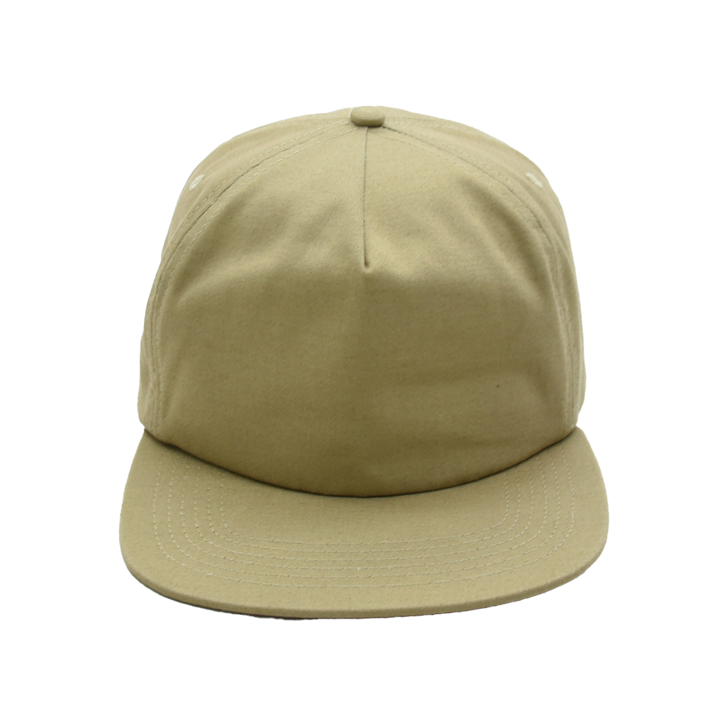 Khaki 5-Panel Cotton Snapback Hat Blank - Front view only